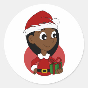 Sticker Rond Caricature pour fille de Noël