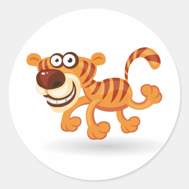 Sticker Rond Caricature tigre bébé (Devant)