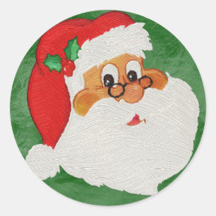 Sticker Rond Caricature vintage en noir Père Noël