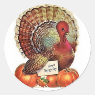 Sticker Rond Caricature vintage Thanksgiving Turquie