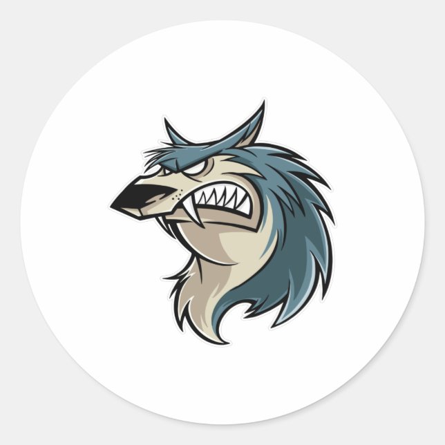 Sticker Rond Caricature Wolf (Devant)