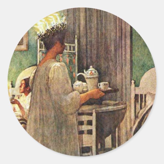 Sticker Rond Carl Larsson St Lucia Jour Noël en Suède (Devant)