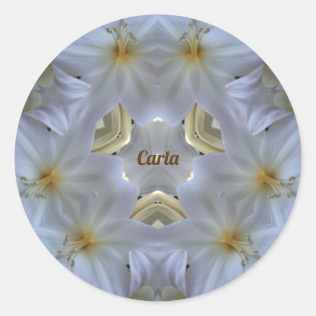 STICKER ROND CARLA ~ EASTER LILY RELIGIEUX BLANC ~ (Devant)