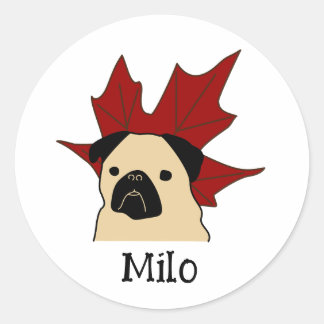 Sticker Rond Carlin avec une grande feuille