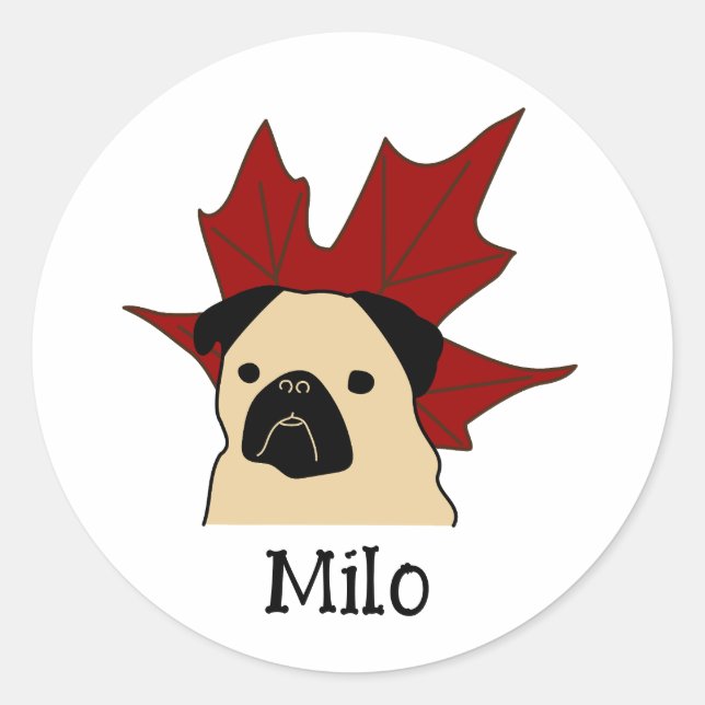 Sticker Rond Carlin avec une grande feuille (Devant)