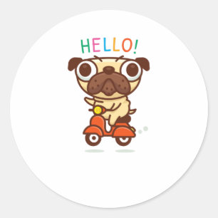 Sticker Rond Carlin Bonjour