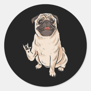 Sticker Rond Carlin Chien Asl Geste Main Sourde Perte d'ouïe Ad