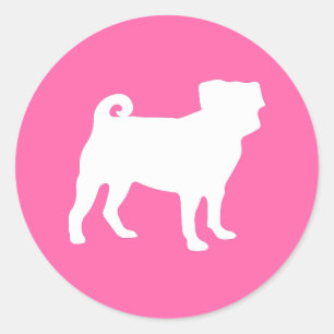 Sticker Rond Carlin chien Baby shower rose chiot fille