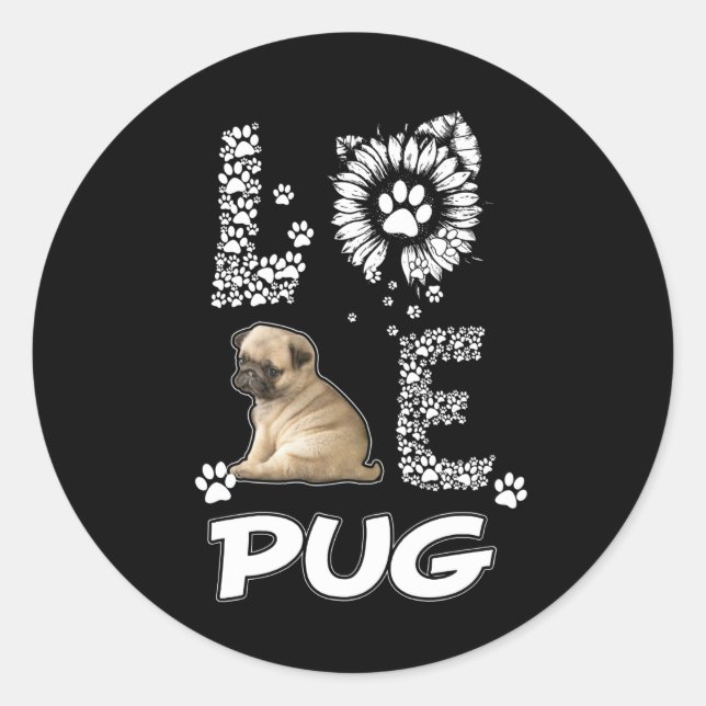 Sticker Rond Carlin chien Flower Lover (Devant)