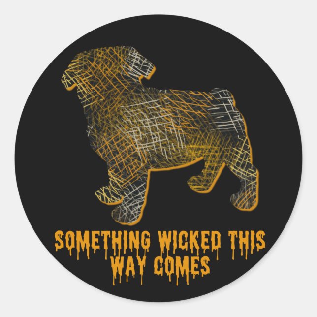 Sticker Rond Carlin Chien Silhouette Fun Halloween (Devant)