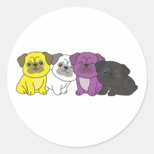 Sticker Rond Carlin de drapeau non binaire Fierté Lgbtq Chiens