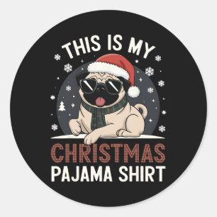 Sticker Rond Carlin De Noël C'Est Mon Pyjama De Noël Jeu De Noë