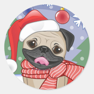 Sticker Rond Carlin d'hiver et de Noël