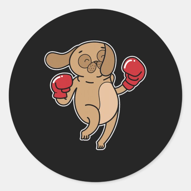 Sticker Rond Carlin Dog fait la boxe (Devant)