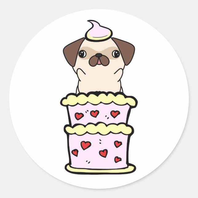 Sticker Rond Carlin drôle sautant d'un gâteau (Devant)