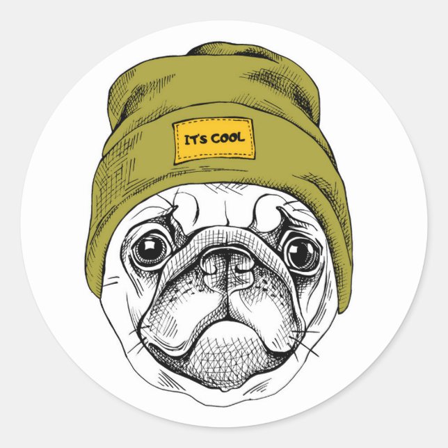 Sticker Rond Carlin Hipster | C'est Cool (Devant)