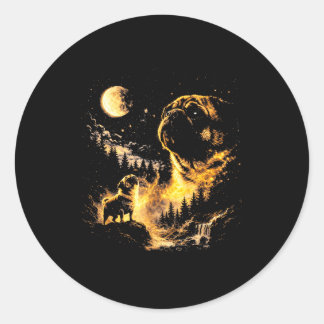 Sticker Rond Carlin hurle à la lune vintage 90s chien drôle