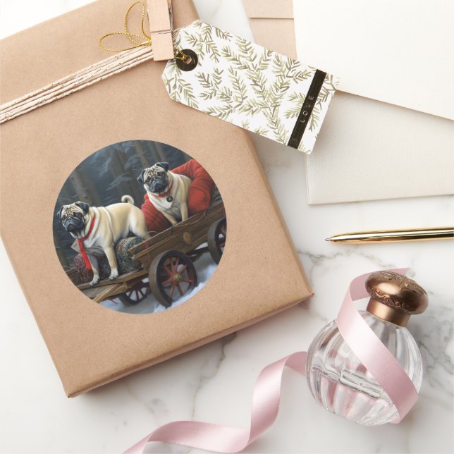 Sticker Rond Carlin Noël Festive Saison (Cadeaux)