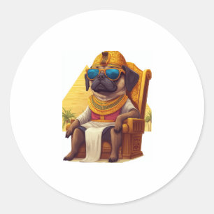 Sticker Rond Carlin pharaon � Chien d'Egypte antique