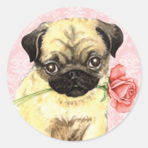 Sticker Rond Carlin Rose Valentine