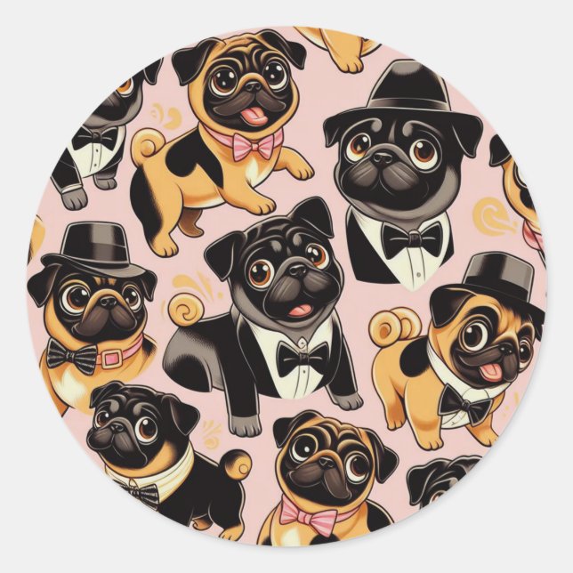 Sticker Rond Carlin sans couture Retro (Devant)