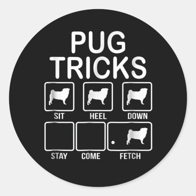 Sticker Rond Carlin Tricks Asseyez-vous, talon, Dessus, Restez, (Devant)