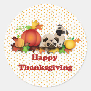 Sticker Rond Carlins et Citrouilles de Thanksgiving