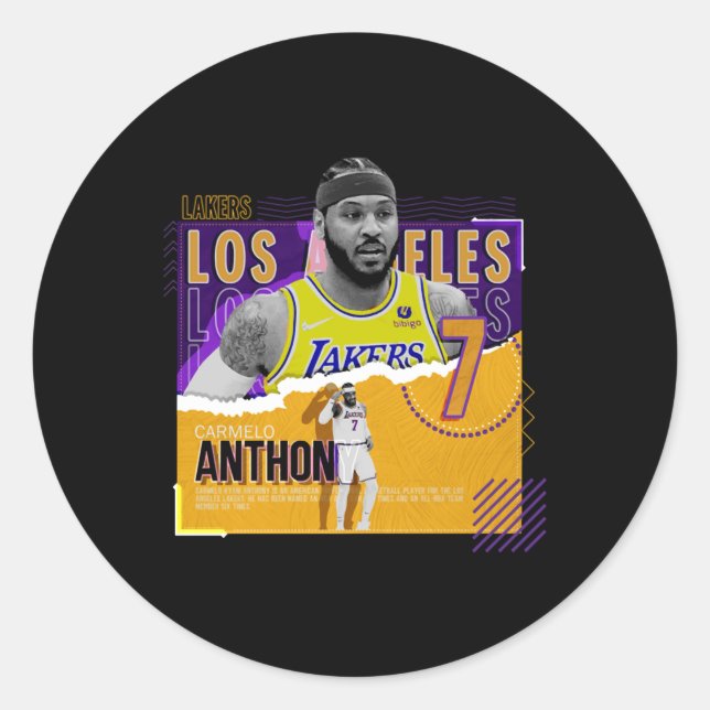 Sticker Rond Carmelo-anthony -basketball-papier-affiche-lakers  (Devant)