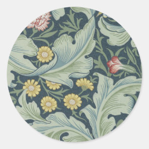 Sticker Rond Carnation des fleurs Feuilles de William Morris Le