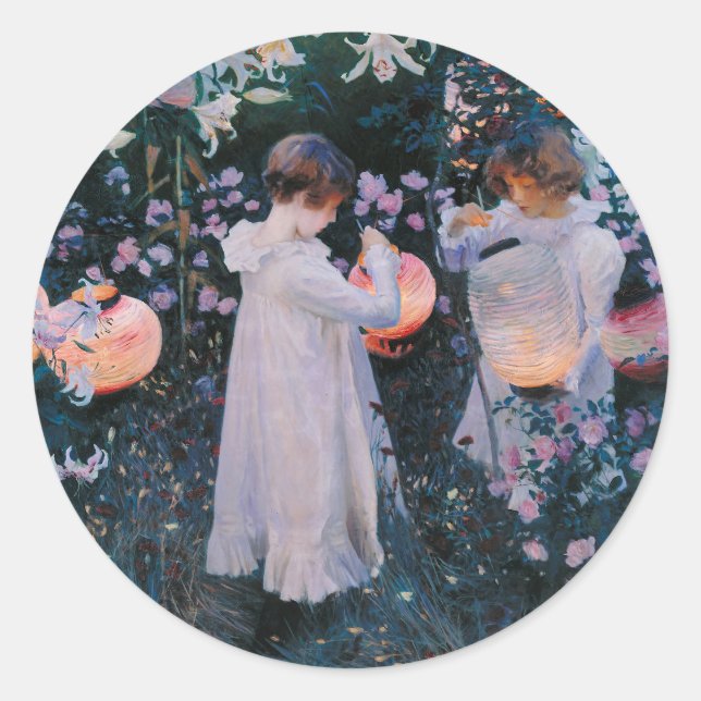Sticker Rond Carnation Lily Lily Rose de John Singer Sargent (Devant)