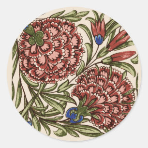 Sticker Rond Carnation Tile Fleur Art antique