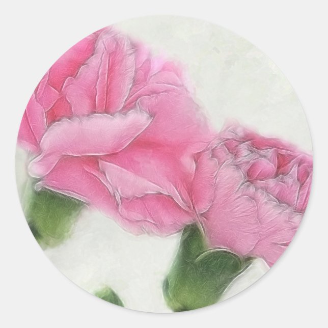 Sticker Rond Carnations roses 3 (Devant)