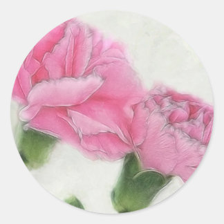 Sticker Rond Carnations roses 3