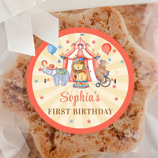 Sticker Rond Carnaval Cirque Spectacle & Animaux Anniversaire (Créateur téléchargé)