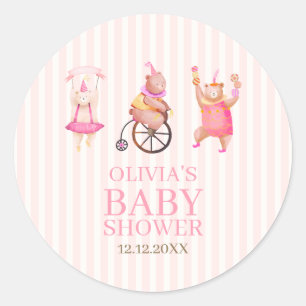 Sticker Rond Carnaval de cirque rose mignon Teddy Bear Baby sho