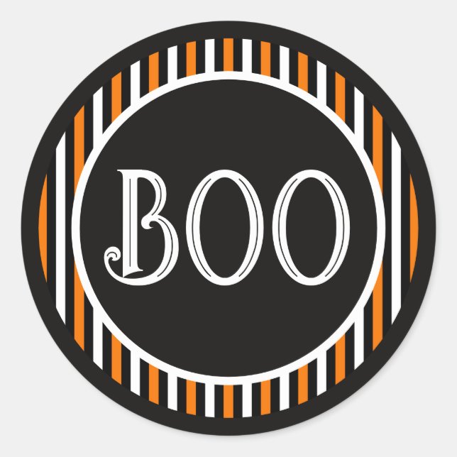 Sticker Rond Carnaval d'Halloween Magie Orange & Noir  (Devant)