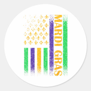 Sticker Rond Carnaval mardi gras usa drapeau américain fleur de