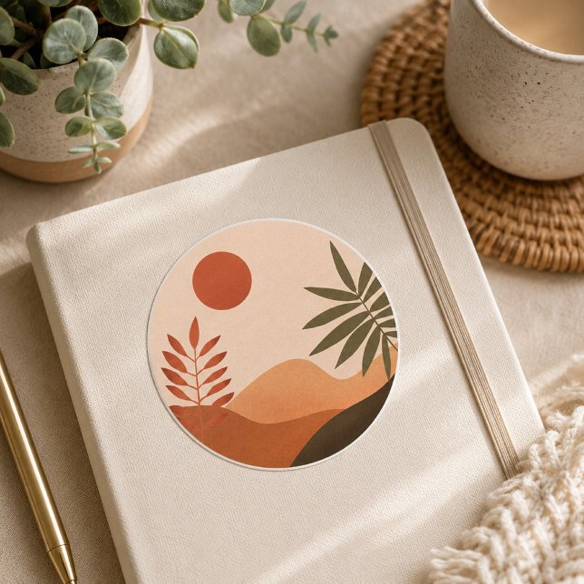 Sticker Rond Carnet Soleil du désert Boho (Boho Desert Sun Sticker
)