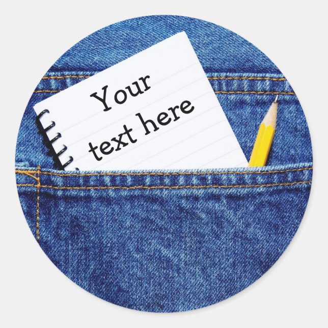 Sticker Rond carnet "Votre texte ici" dans Poche (Devant)