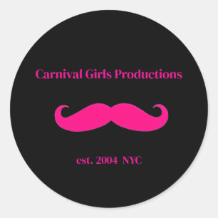 Sticker Rond Carnival Girls Productions Moustache