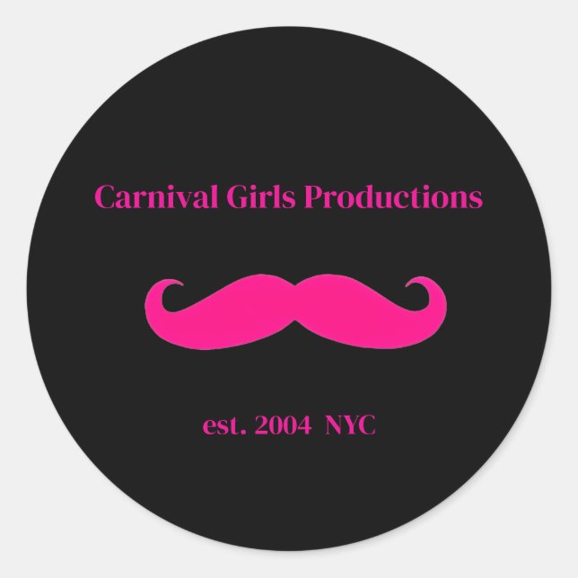 Sticker Rond Carnival Girls Productions Mustache (Devant)