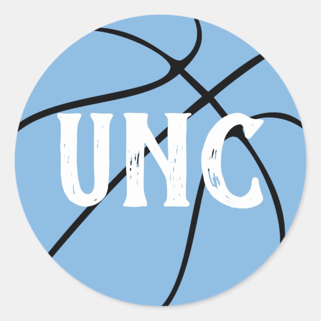 Sticker Rond Carolina Blue / Basket-ball bleu clair Texte perso (Devant)