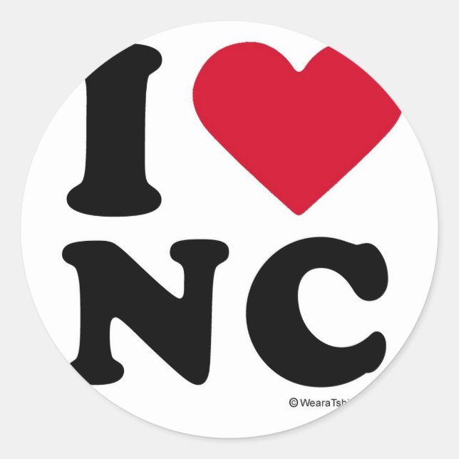 STICKER ROND CAROLINE DU NORD - "I LOVE NC" "I LOVE CAROLIN DU  (Devant)