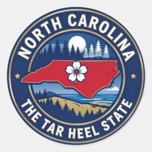 Sticker Rond CAROLINE DU NORD Patrimoine de l'État de Tar Heel