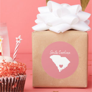 Sticker Rond Caroline du Sud Accueil Carte de l'État Amour Form