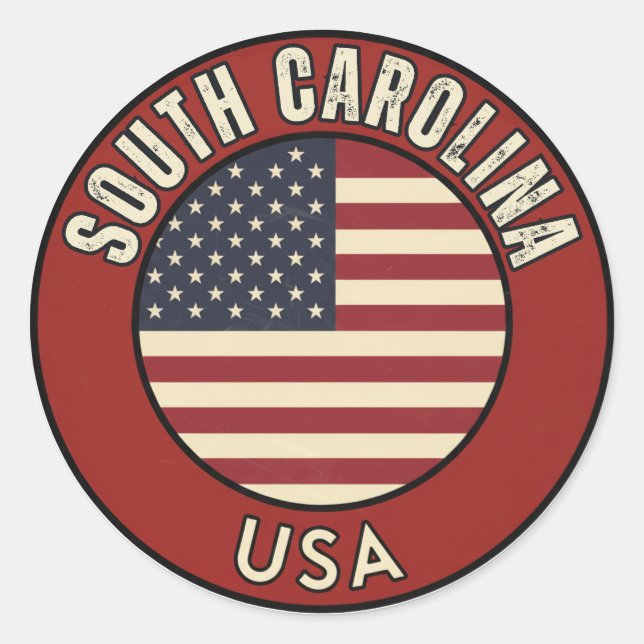 Sticker Rond Caroline du Sud États-Unis d'Amérique (Devant)
