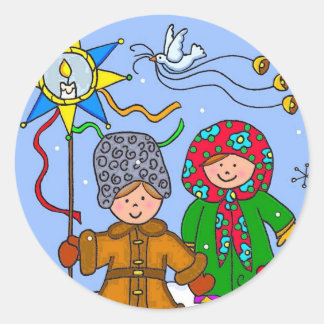 Sticker Rond Carollers de Noël ukrainiens