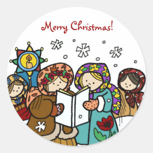 Sticker Rond Carollers de Noël ukrainiens