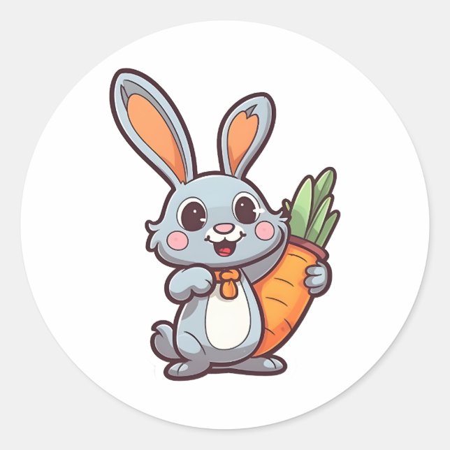 Sticker Rond Carotte Aimant Bunny de Pâques mignon conception 2 (Devant)