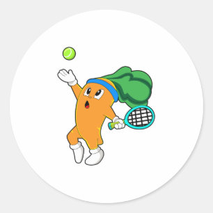 Sticker Rond Carotte au tennis avec raquette de tennis